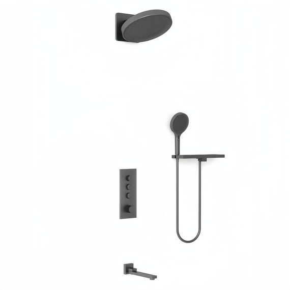 Душевая система для ванны с термостатом Vincea VSFW-433TI3RGM, вороненая сталь - фото 2