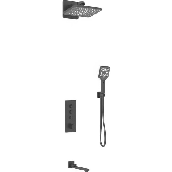 Душевая система для ванны с термостатом Vincea VSFW-433TI4MB, чёрный матовый - фото 2
