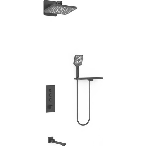 Душевая система для ванны с термостатом Vincea VSFW-433TI4RMB, чёрный матовый - фото 2