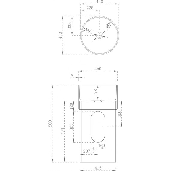 Раковина напольная прозрачная Abber Kristall 45 см AT2701Aquamarin-H, бирюзовый - фото 4