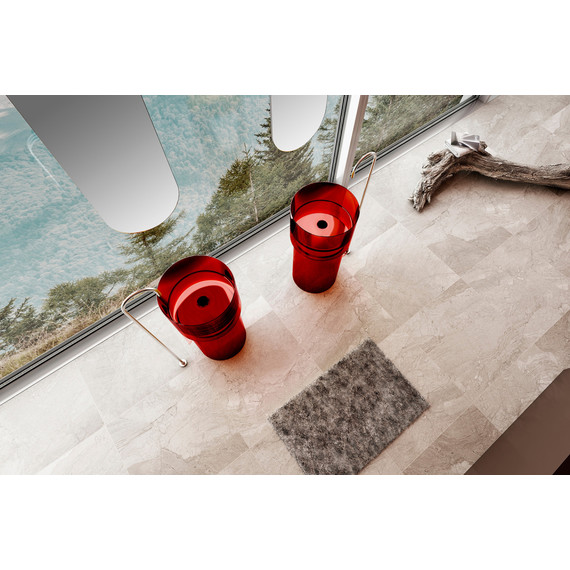 Раковина напольная прозрачная Abber Kristall 45 см AT2701Rubin, красный - фото 2