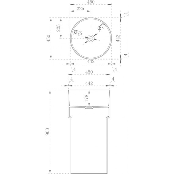 Раковина напольная прозрачная Abber Kristall 45 см AT2701Rubin, красный - фото 3