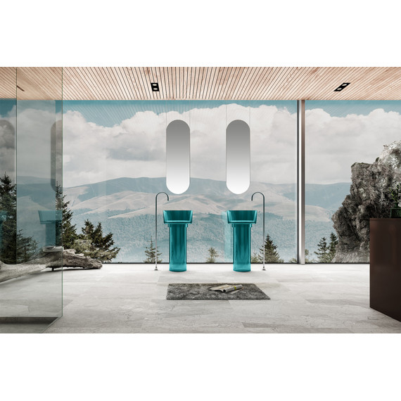 Раковина напольная прозрачная Abber Kristall 45 см AT2702Aquamarin-H, бирюзовый - фото 2