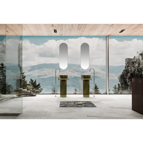 Раковина напольная прозрачная Abber Kristall 45 см AT2702Vesuvian, оливковый - фото 2