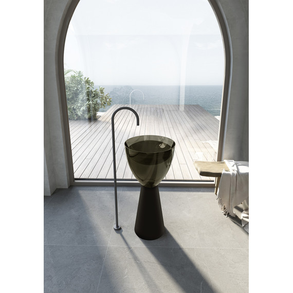 Раковина напольная прозрачная Abber Kristall 45 см AT2703Black-Vesuvian, черный/оливковый - фото 2