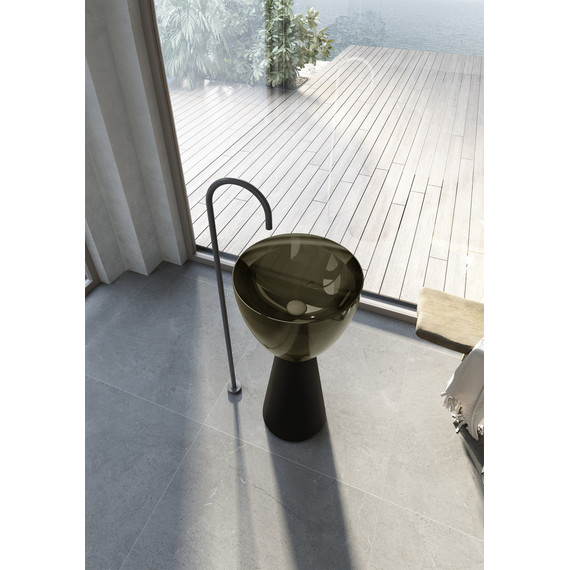 Раковина напольная прозрачная Abber Kristall 45 см AT2703Black-Vesuvian, черный/оливковый - фото 3