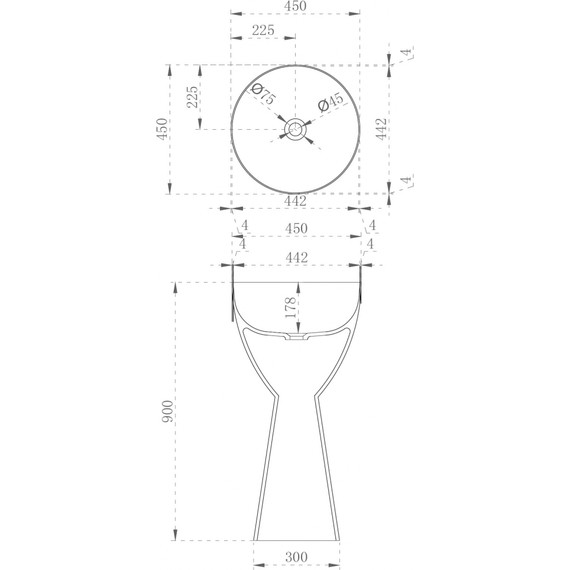 Раковина напольная прозрачная Abber Kristall 45 см AT2703Black-Vesuvian, черный/оливковый - фото 5