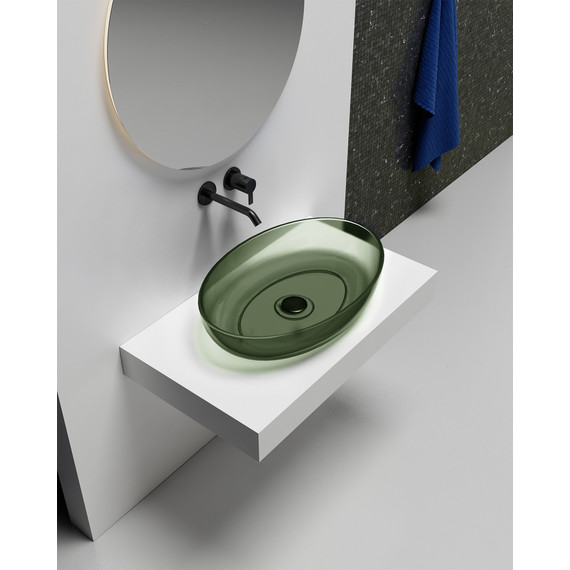 Раковина-чаша прозрачная Abber Kristall 60 см AT2801Vesuvian, оливковый - фото 2