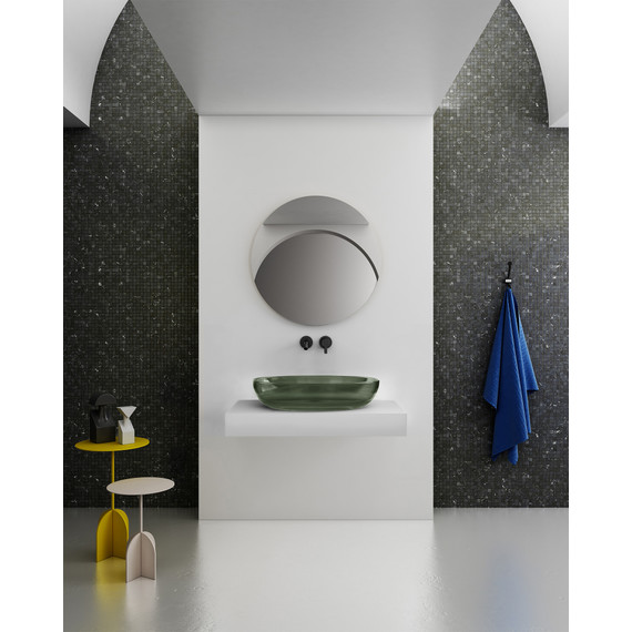 Раковина-чаша прозрачная Abber Kristall 60 см AT2801Vesuvian, оливковый - фото 4