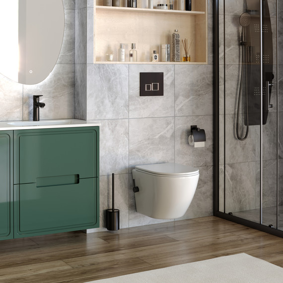 Унитаз-биде подвесной Taliente Amato AM25010 SMnero с крышкой микролифт - фото 5