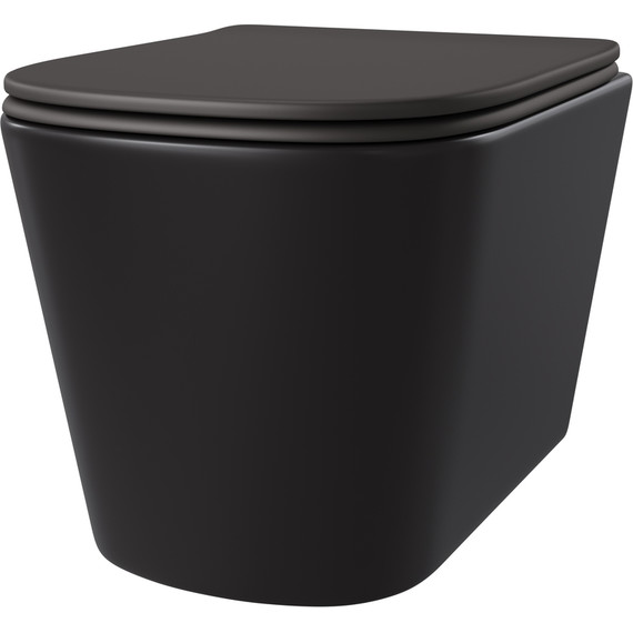 Унитаз подвесной безободковый Taliente Correto CR25200 Nero с крышкой микролифт, чёрный матовый, Цвет производителя: чёрный матовый - фото 4