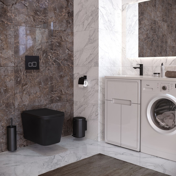 Унитаз подвесной безободковый Taliente Correto CR25200 Nero с крышкой микролифт, чёрный матовый, Цвет производителя: чёрный матовый - фото 6