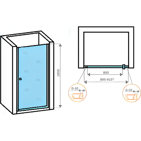 Душевая дверь Parly 90 см DE90, хром/прозрачное - фото 4