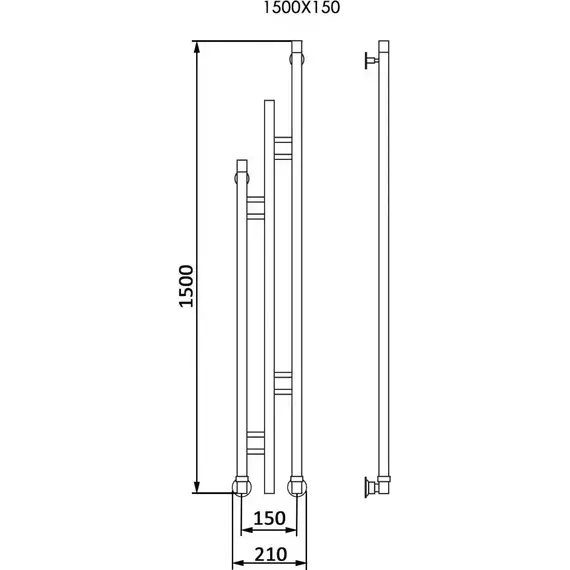 Полотенцесушитель водяной Veconi Maola-B П3 210х1500 мм M150B-B, чёрный - фото 3