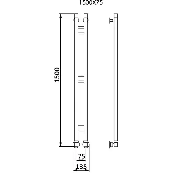 Полотенцесушитель водяной Veconi Maola-A П2 135х1500 мм M150CH-A, хром - фото 2