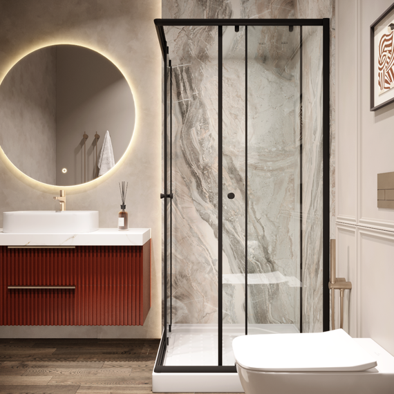 Душевое ограждение Parly 90х90 см ZEQ911B, чёрный/прозрачное - фото 3