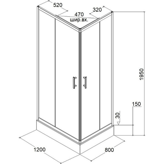 Душевое ограждение Parly 120х80 см ZQ121B, чёрный/тонированное - фото 9