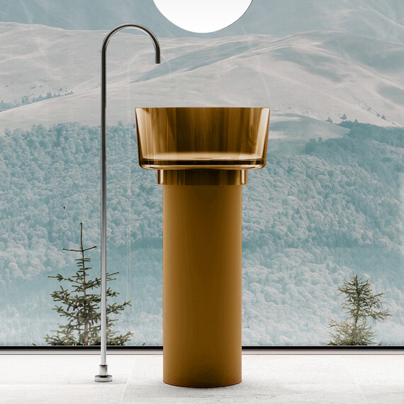 Раковина напольная прозрачная Abber Kristall 45 см AT2702Vesuvian, оливковый - фото 