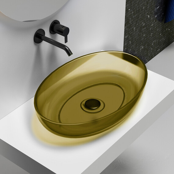 Раковина-чаша прозрачная Abber Kristall 60 см AT2801Vesuvian, оливковый - фото 