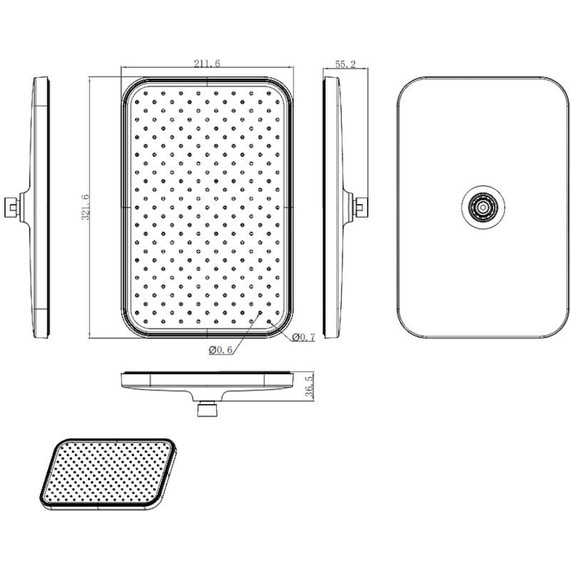 Верхний душ Raglo 350x200 мм R451.51, хром - фото 2