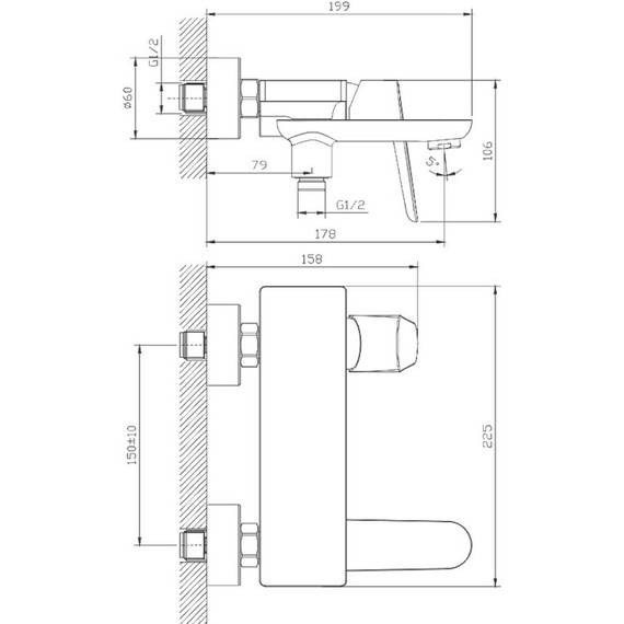 Смеситель для ванны Raglo R31.30.06, чёрный - фото 2