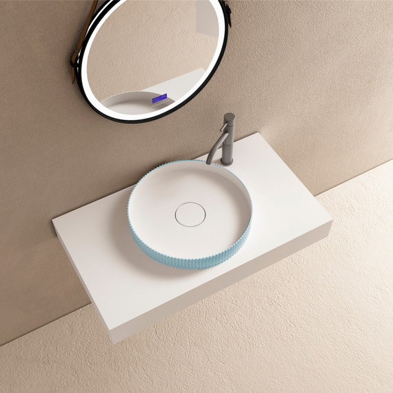 Раковина-чаша Abber Stein 40 см AS2604Blau, голубой - фото 3