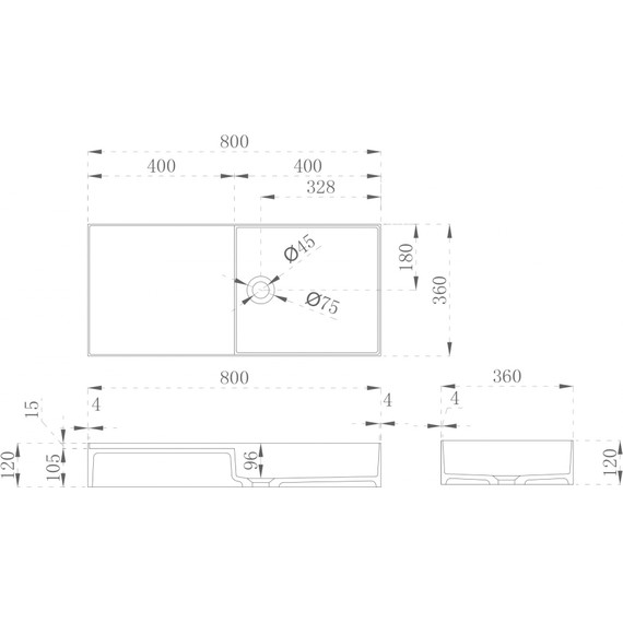 Раковина подвесная Abber Stein 80 см AS2648, белый матовый - фото 6