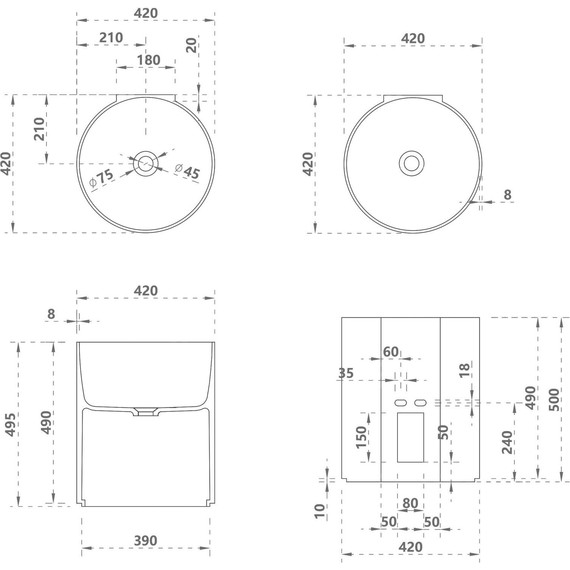 Раковина подвесная прозрачная Abber Kristall 42 см AT2704Rubin, красный - фото 4