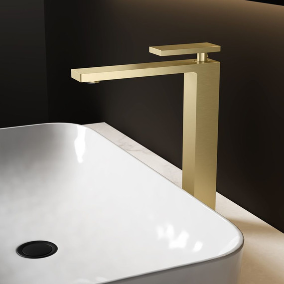 Смеситель для раковины высокий Vincea Dice VBF-2DS2BG, брашированное золото - фото 2