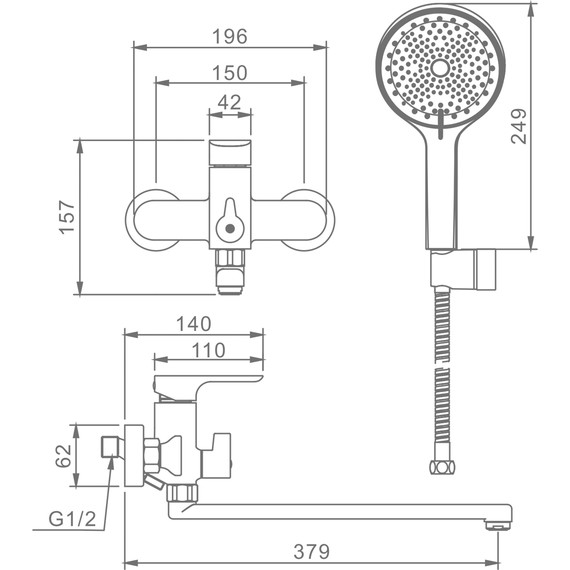 Смеситель для ванны Raglo R03.22, хром - фото 2