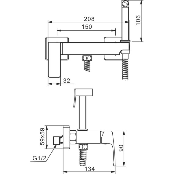 Набор для гигиенического душа Raglo R01.51.06, чёрный - фото 2