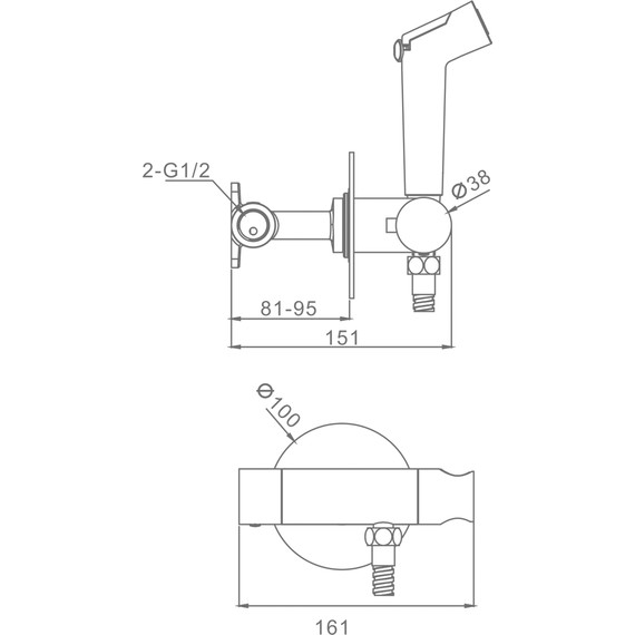 Набор для гигиенического душа с термостатом Raglo R23.56.06 (со скрытой частью) чёрный - фото 2