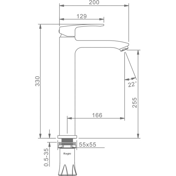 Смеситель для раковины высокий Raglo R01.15, хром - фото 2