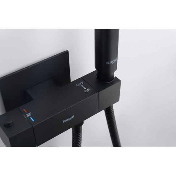 Набор для гигиенического душа с термостатом Raglo R24.56.06 (со скрытой частью) чёрный - фото 6