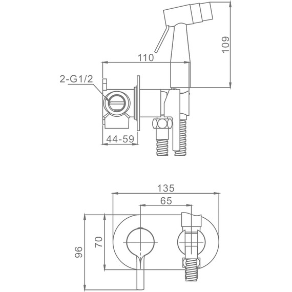 Набор для гигиенического душа Raglo R20.52.06 (со скрытой частью) чёрный - фото 2