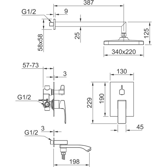 Душевая система встраиваемая Raglo R01.27.06 (со скрытой частью) чёрный - фото 2