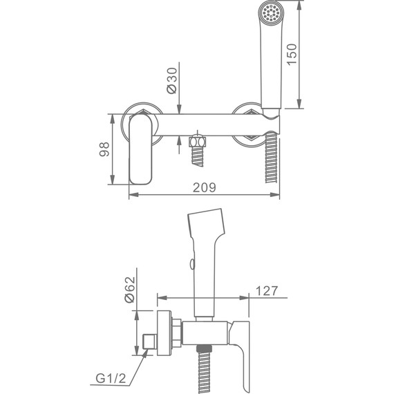 Набор для гигиенического душа Raglo R03.51.03, сатин золотой - фото 2