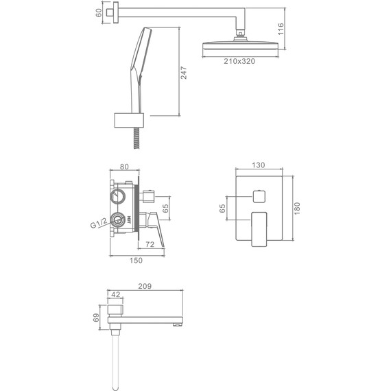 Душевая система встраиваемая Raglo R30.27 (со скрытой частью) хром - фото 2