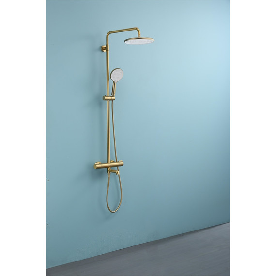 Душевая система с термостатом Raglo R20.26.03, сатин золотой - фото 3