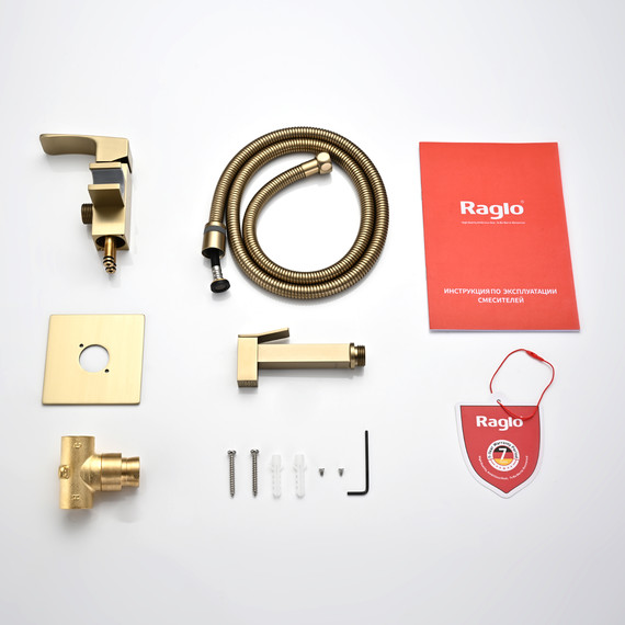 Набор для гигиенического душа Raglo R01.52.03 (со скрытой частью) сатин золотой - фото 9