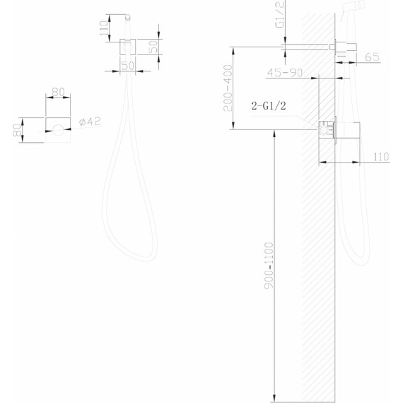 Набор для гигиенического душа Abber Rund AF8725G, золото матовый - фото 4
