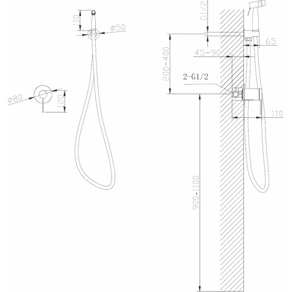 Набор для гигиенического душа Abber Emotion AF8825NG, никель - фото 4