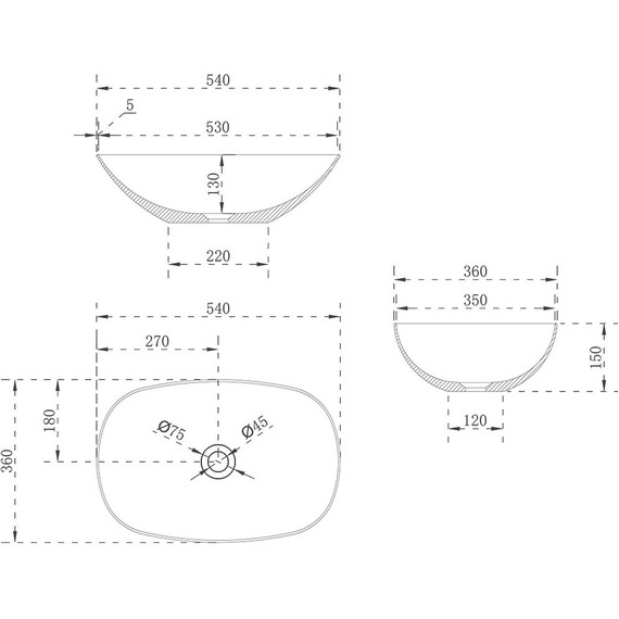 Раковина-чаша Vincea 54 см VBS-6T12MW, белый матовый - фото 3