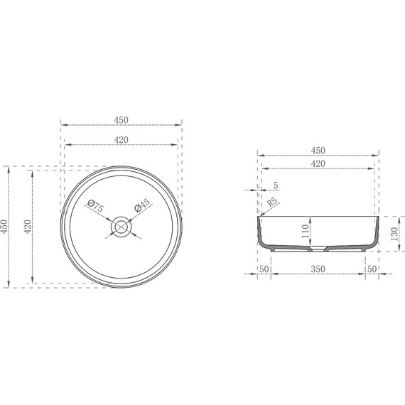 Раковина-чаша Vincea 45 см VBS-6T16B, чёрный - фото 5