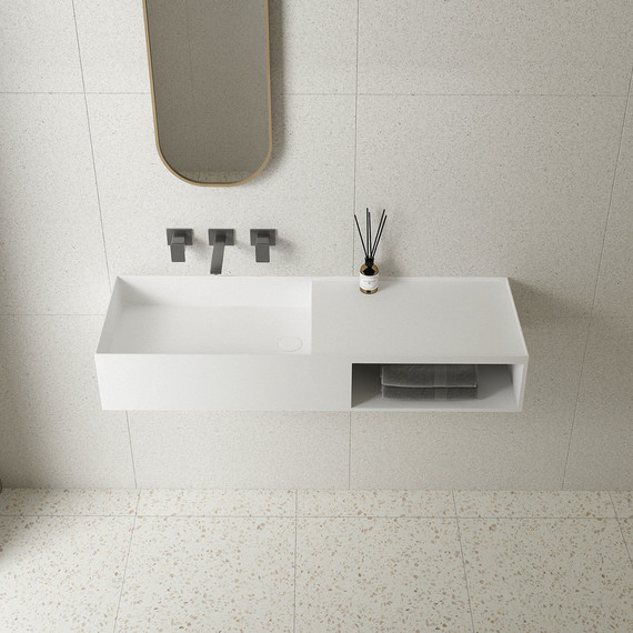 Раковина подвесная Vincea Solid Surface 120 см VWB-6S112MW, белый матовый - фото 