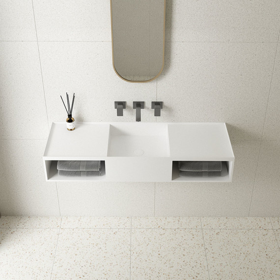 Раковина подвесная Vincea Solid Surface 120 см VWB-6S212MW, белый матовый - фото 