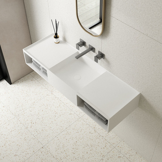 Раковина подвесная Vincea Solid Surface 120 см VWB-6S212MW, белый матовый - фото 2
