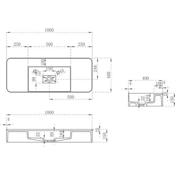 Раковина подвесная Vincea Solid Surface 100 см VWB-6S380MW, белый матовый - фото 5