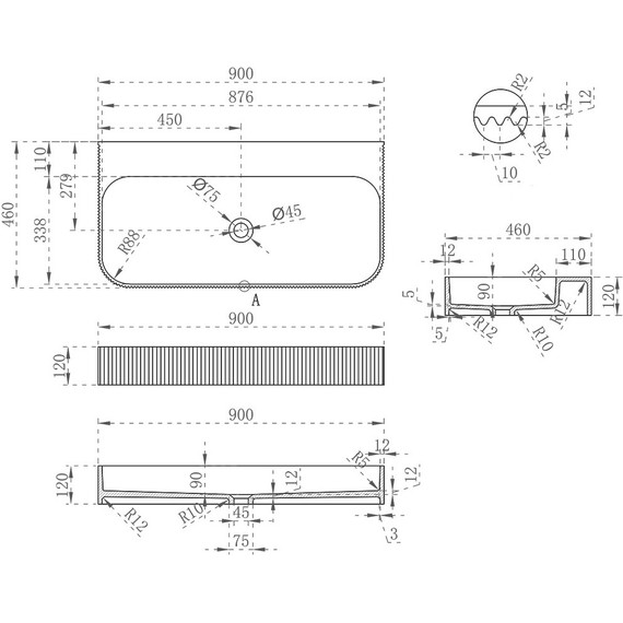 Раковина подвесная Vincea 90 см VWB-6SG90MW, белый матовый - фото 5