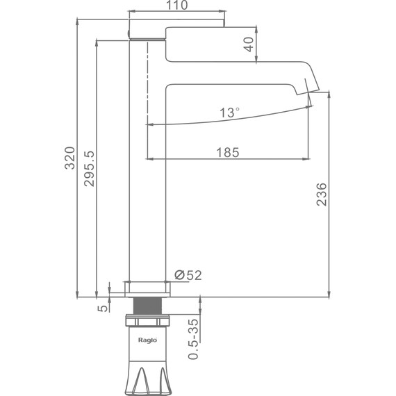 Смеситель для раковины высокий Raglo R20.15.09, графит - фото 2